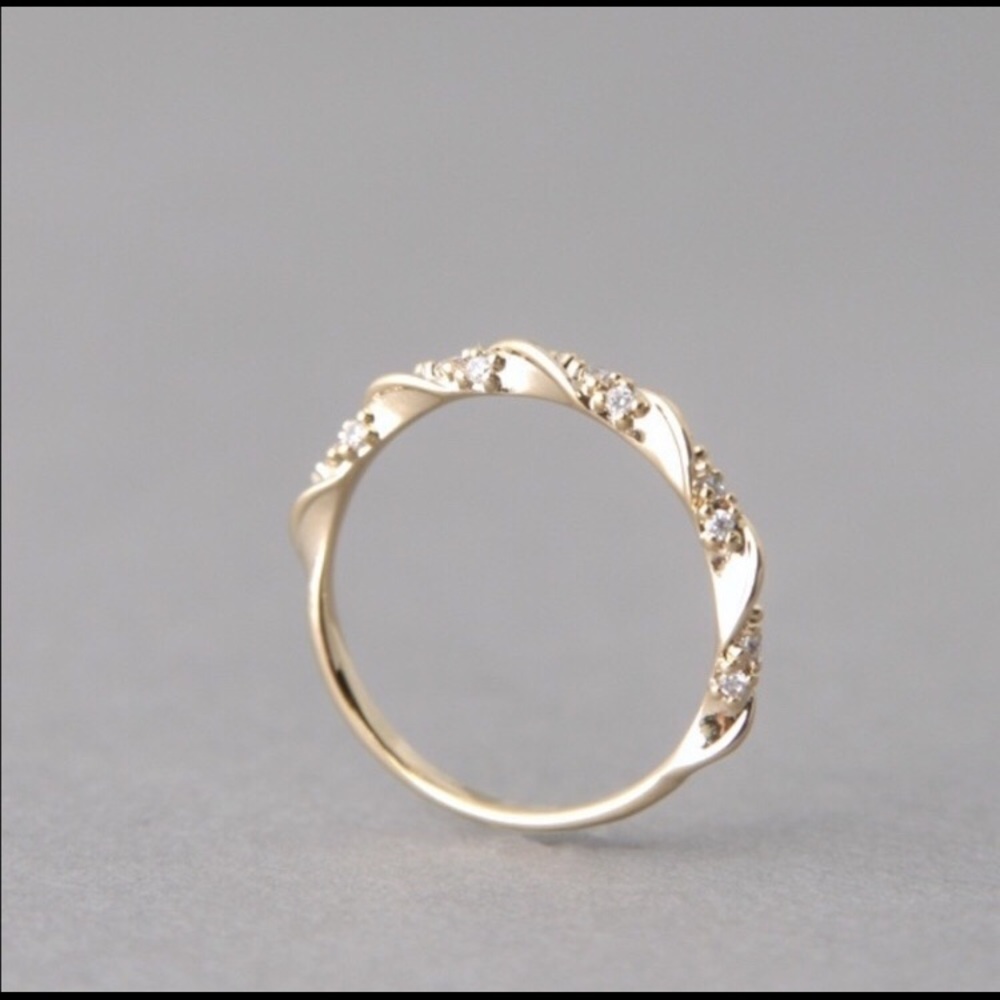 White Sapphire 14k Gold Plated Ring - Picture 3 of 4